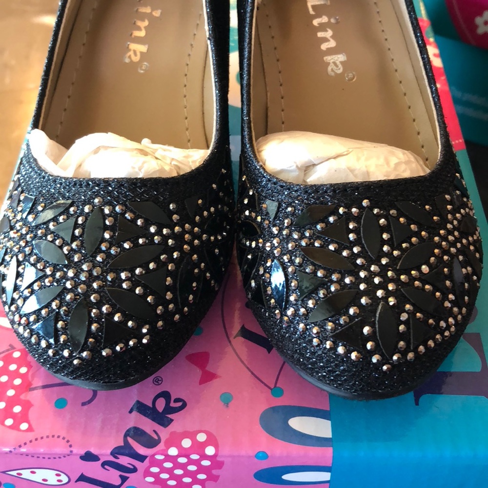 Sz9 black glitter mini heels formal shoes